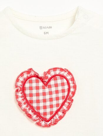 T-shirt a maniche corte con cuore cucito