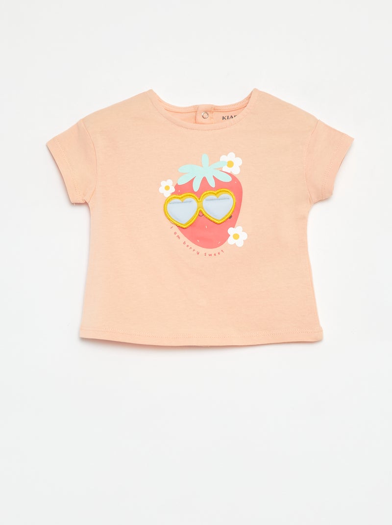T-shirt a maniche corte con decorazione ARANCIONE - Kiabi