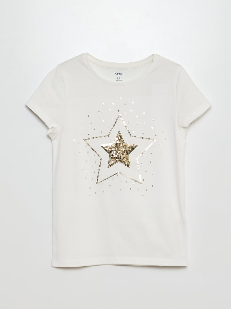 T-shirt a maniche corte con decorazione BEIGE - Kiabi