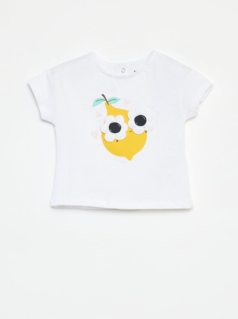 T-shirt a maniche corte con decorazione BIANCO - Kiabi