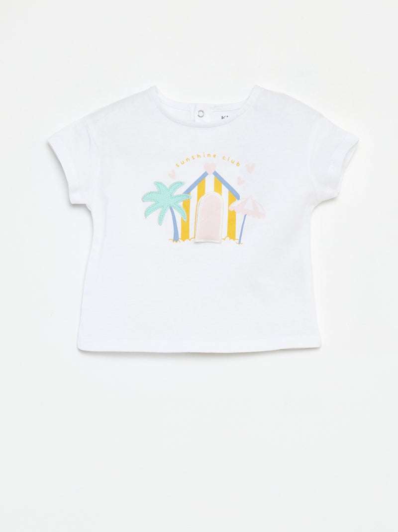 T-shirt a maniche corte con decorazione BIANCO - Kiabi