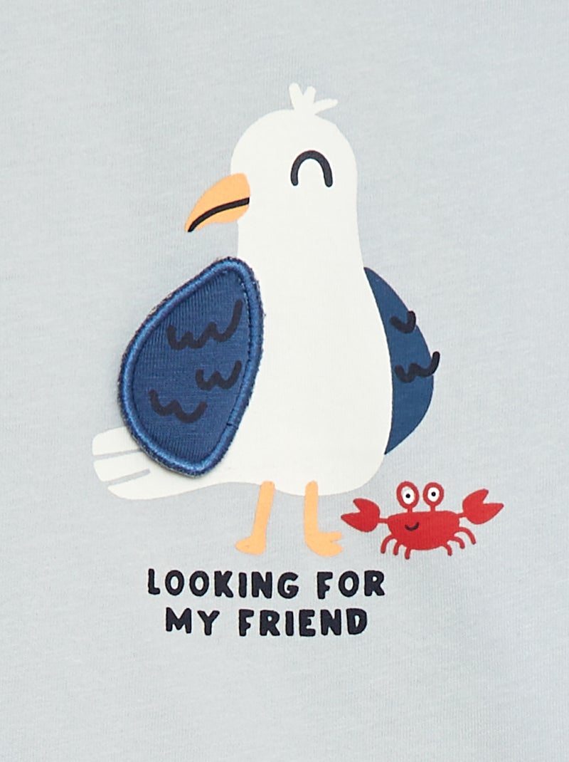 T-shirt a maniche corte con decorazione BLU - Kiabi