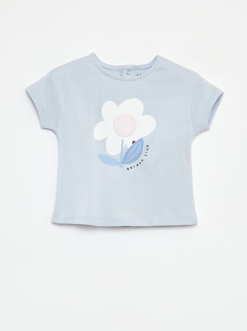T-shirt a maniche corte con decorazione BLU - Kiabi