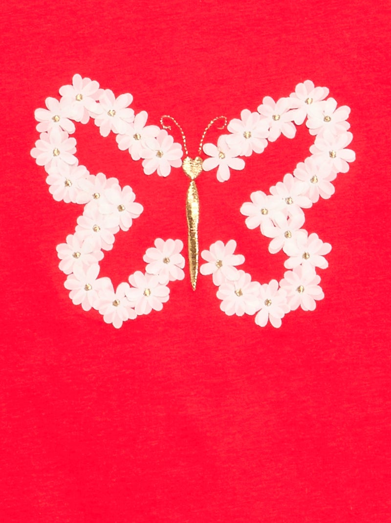 T-shirt a maniche corte con decorazione Rosso - Kiabi