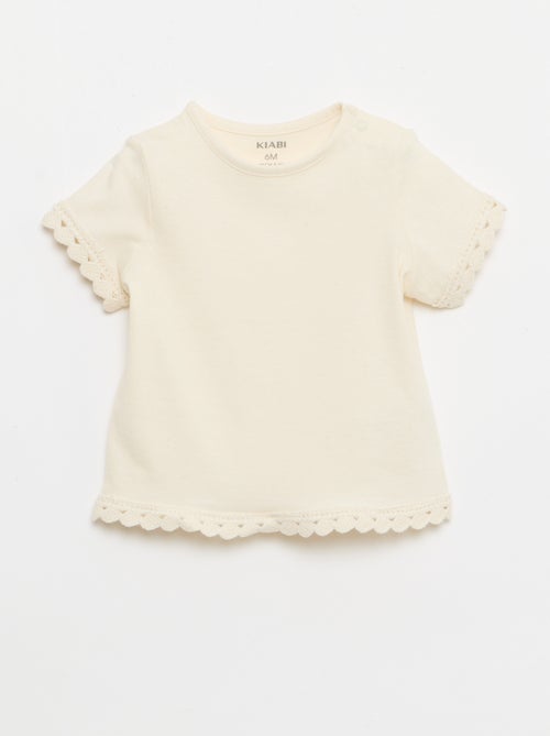 T-shirt a maniche corte con dettagli all'uncinetto - Kiabi