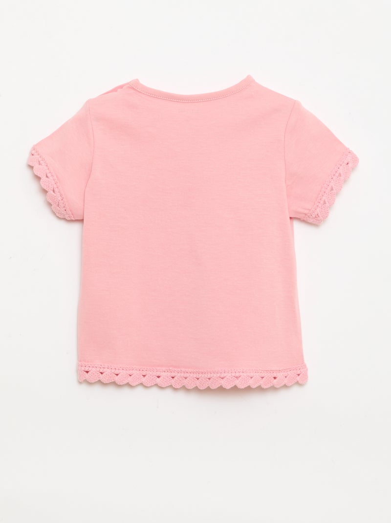 T-shirt a maniche corte con dettagli all'uncinetto Rosa - Kiabi