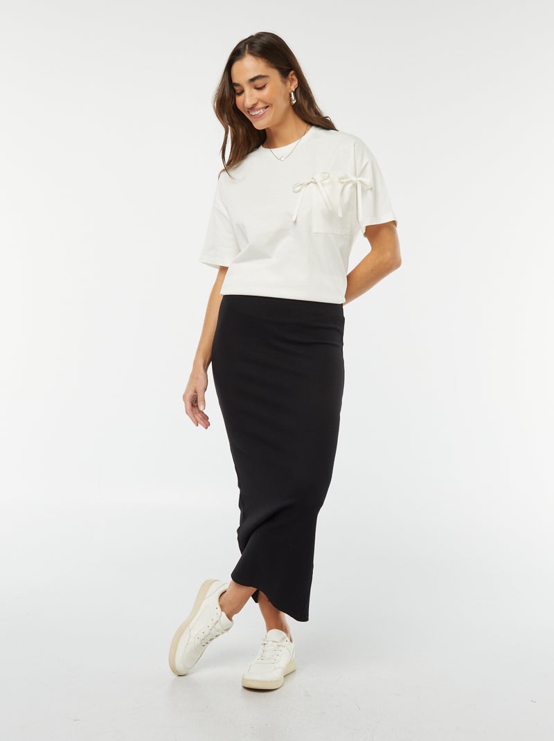 T-shirt a maniche corte con fiocchi decorativi bianco - Kiabi