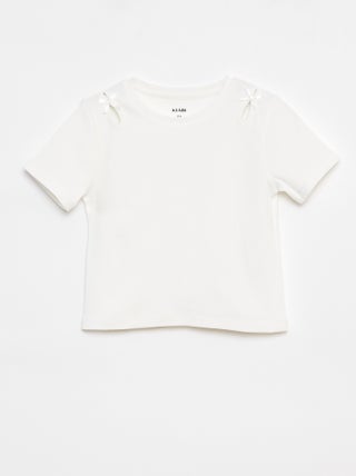 T-shirt a maniche corte con fiocchi decorativi