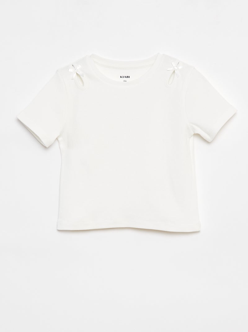 T-shirt a maniche corte con fiocchi decorativi Bianco - Kiabi