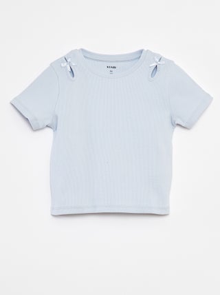 T-shirt a maniche corte con fiocchi decorativi