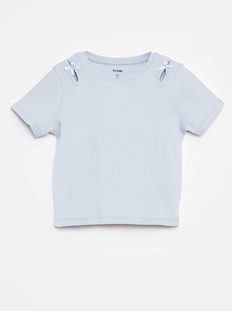 T-shirt a maniche corte con fiocchi decorativi Blu - Kiabi