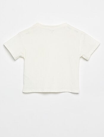 T-shirt a maniche corte con fiori sulla spalla
