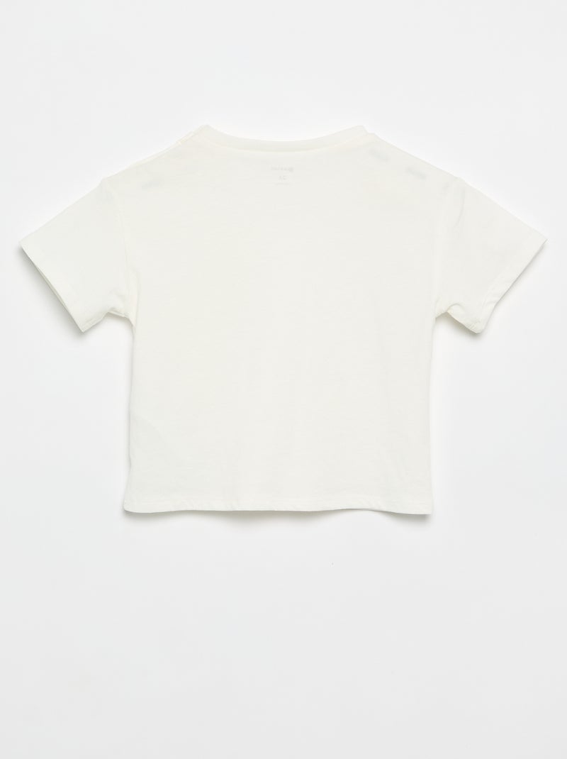 T-shirt a maniche corte con fiori sulla spalla Bianco - Kiabi