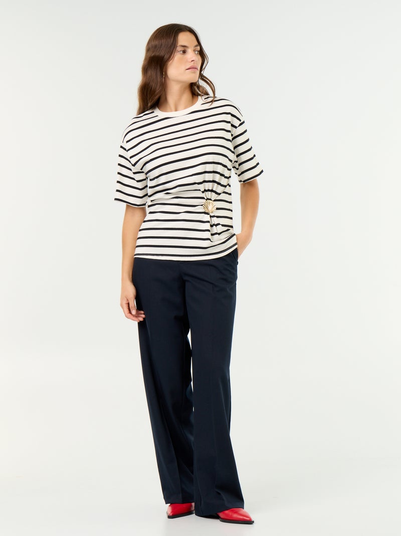 T-shirt a maniche corte con gioiello a conchiglia Bianco - Kiabi