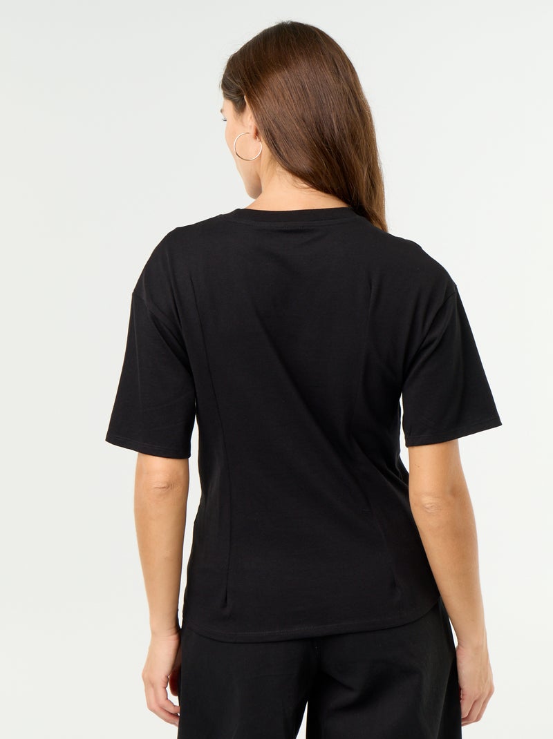 T-shirt a maniche corte con gioiello a conchiglia Nero - Kiabi