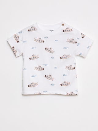 T-shirt a maniche corte con motivi e cut out sulla spalla
