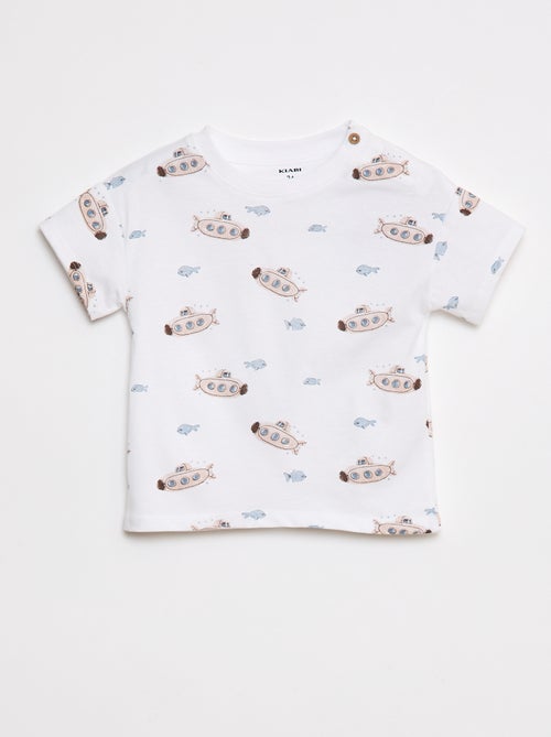 T-shirt a maniche corte con motivi e cut out sulla spalla - Kiabi