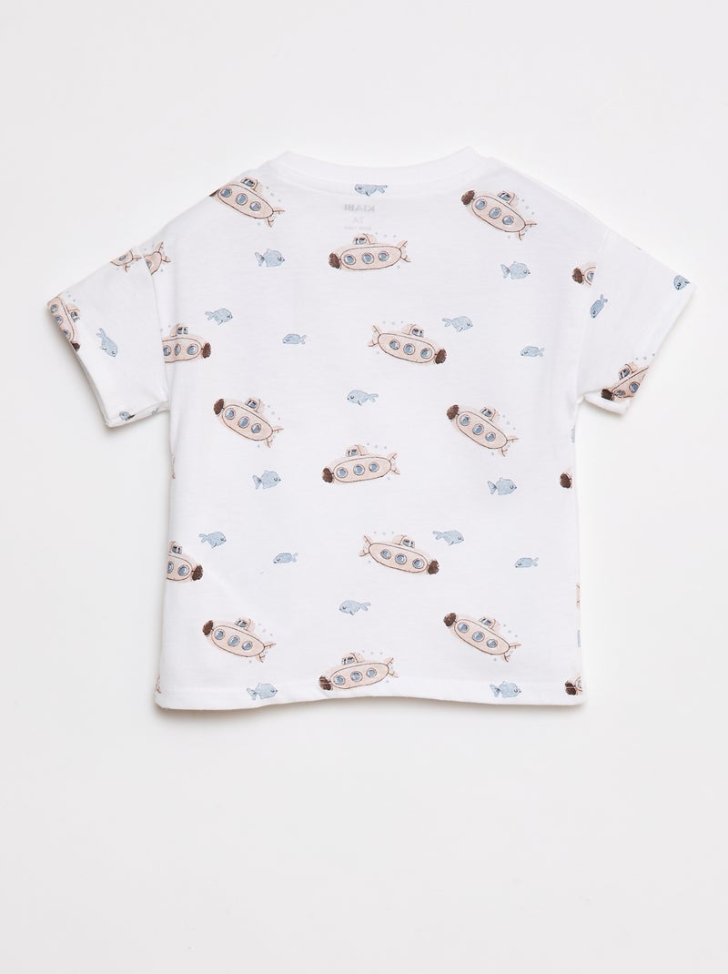 T-shirt a maniche corte con motivi e cut out sulla spalla BIANCO - Kiabi