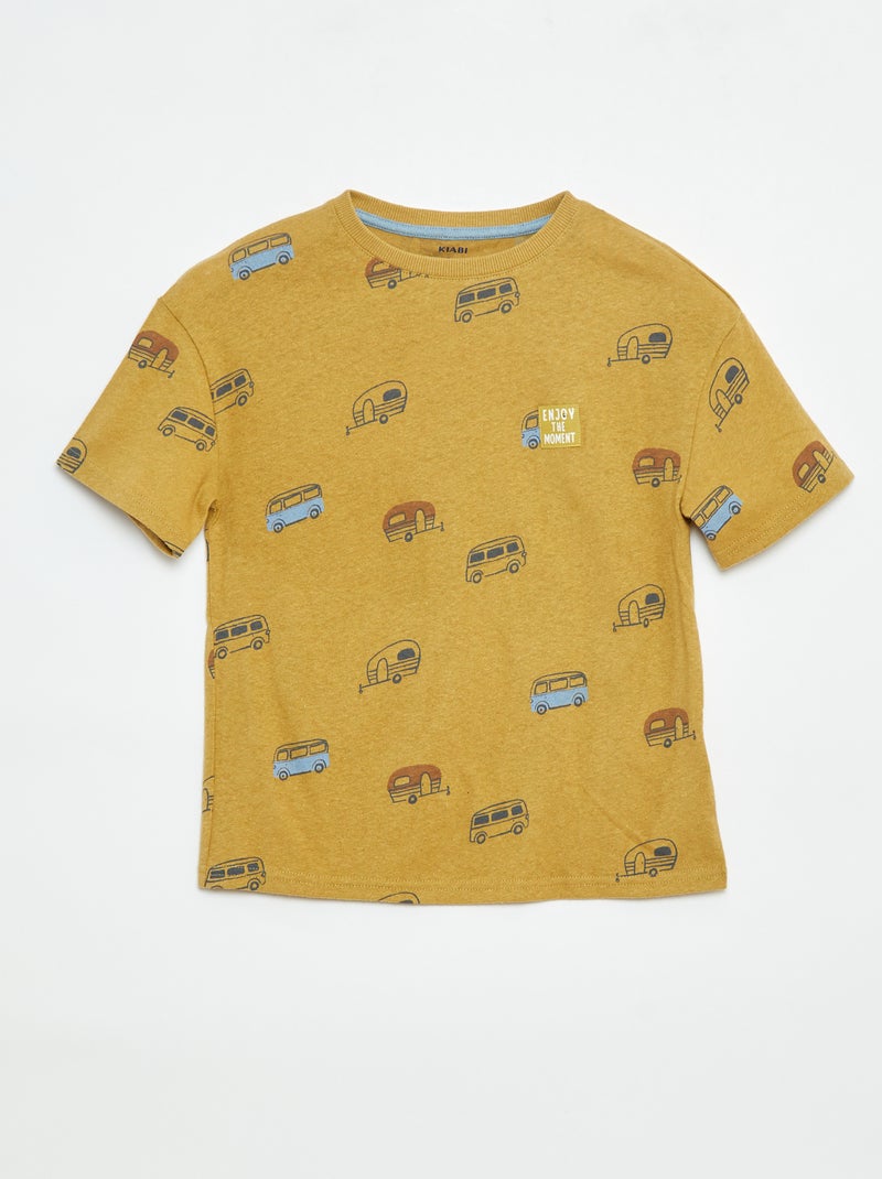 T-shirt a maniche corte con motivo Beige - Kiabi