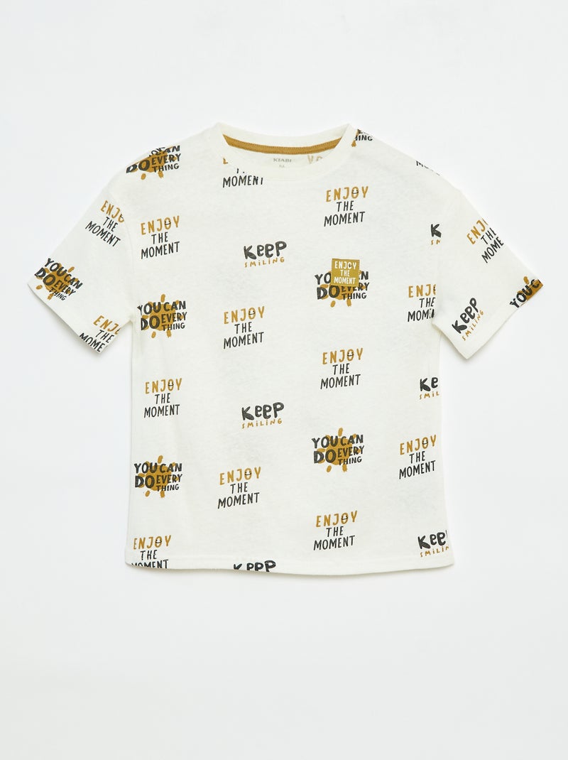 T-shirt a maniche corte con motivo Bianco - Kiabi