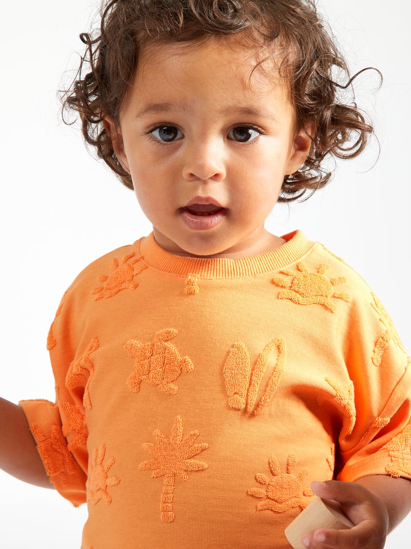 T-shirt a maniche corte con motivo maglia bouclette ARANCIONE - Kiabi