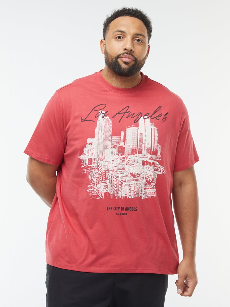 T-shirt a maniche corte con motivo Rosso - Kiabi