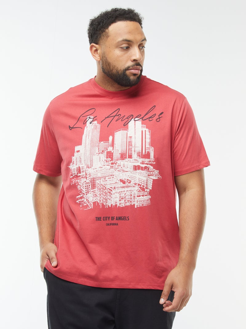 T-shirt a maniche corte con motivo Rosso - Kiabi