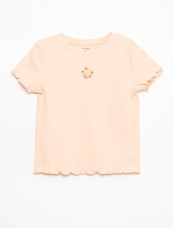 T-shirt a maniche corte con motivo traforato