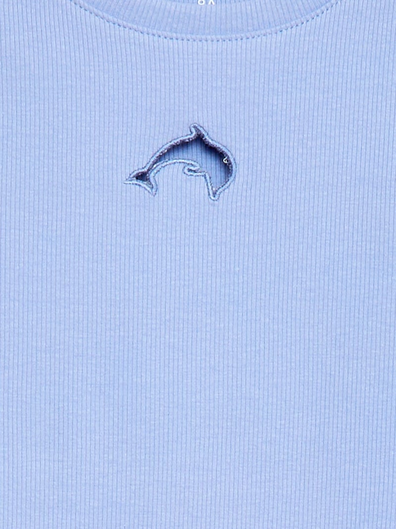 T-shirt a maniche corte con motivo traforato Blu - Kiabi