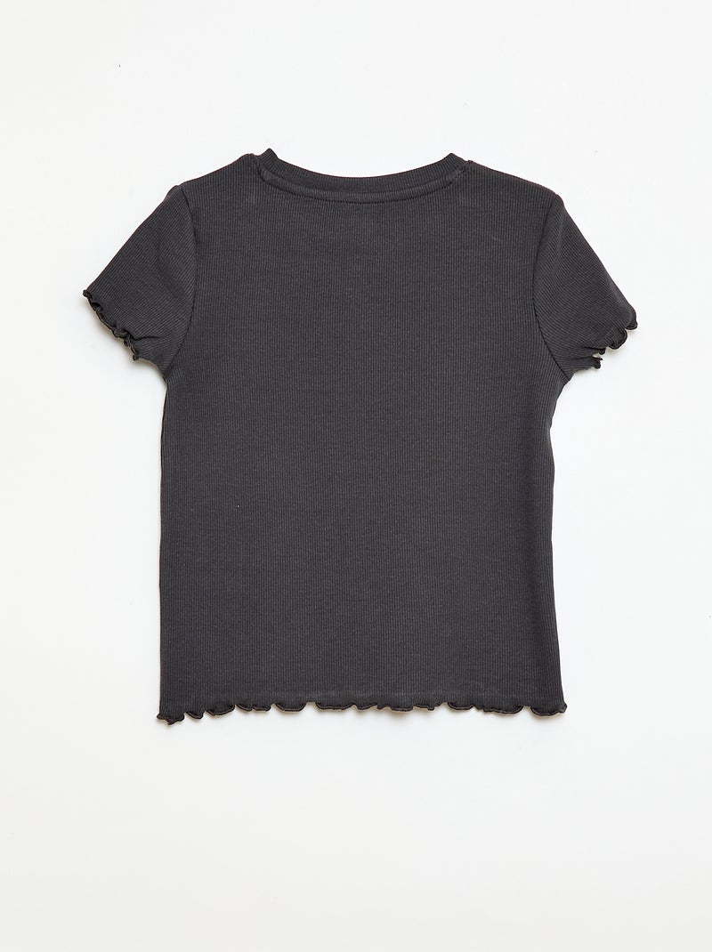 T-shirt a maniche corte con motivo traforato Nero - Kiabi
