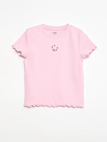 T-shirt a maniche corte con motivo traforato