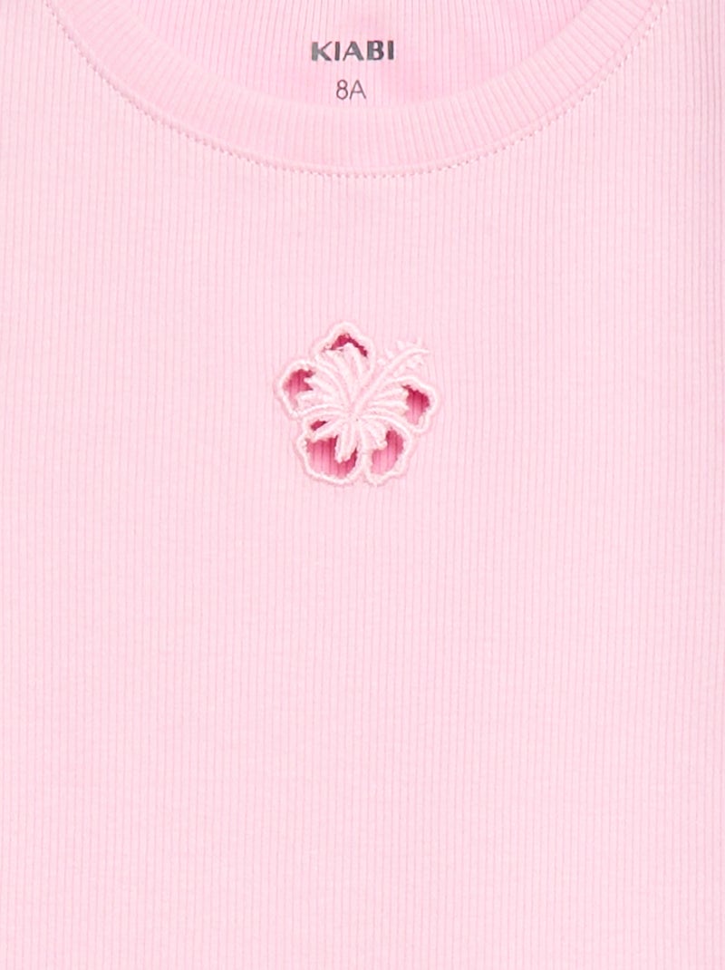 T-shirt a maniche corte con motivo traforato Rosa - Kiabi