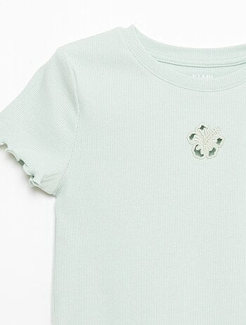 T-shirt a maniche corte con motivo traforato