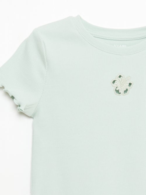 T-shirt a maniche corte con motivo traforato - Kiabi