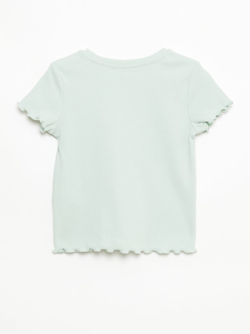 T-shirt a maniche corte con motivo traforato Verde - Kiabi