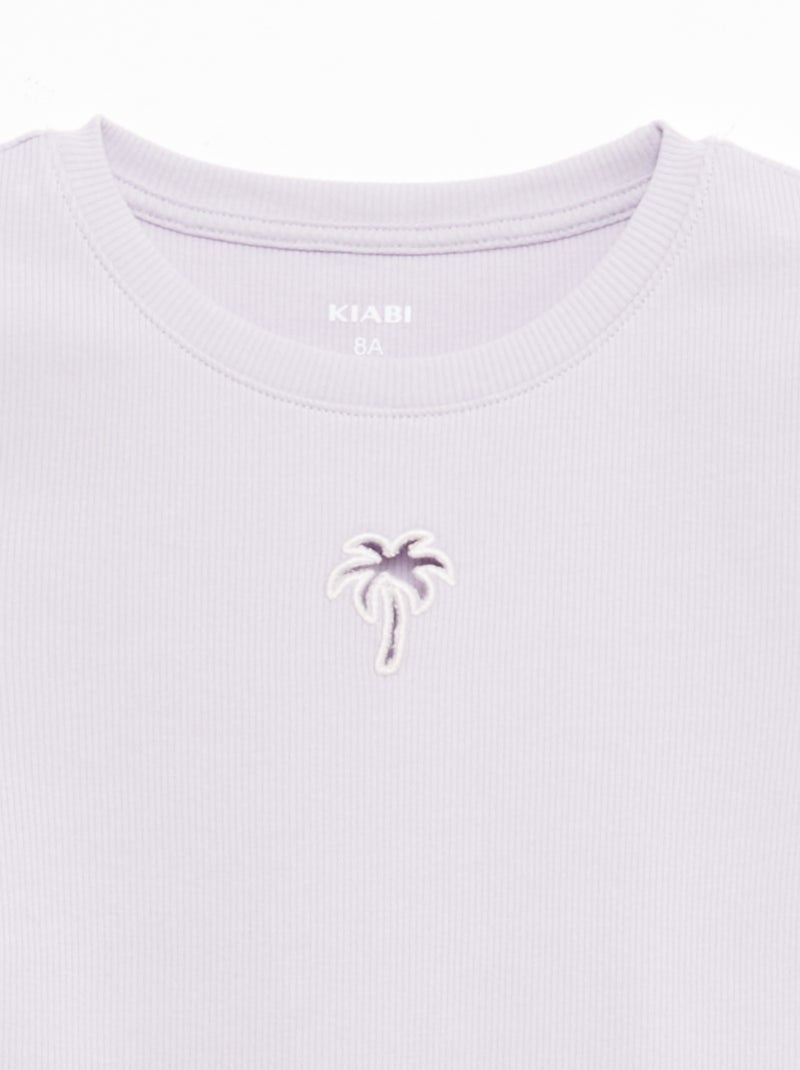 T-shirt a maniche corte con motivo traforato Viola - Kiabi