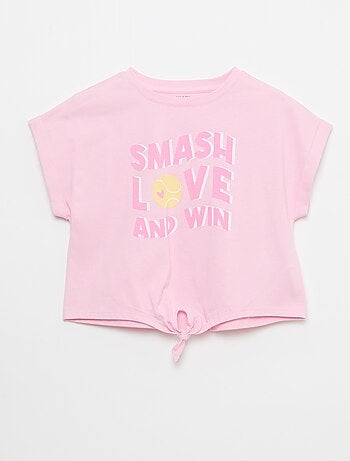 T-shirt a maniche corte con nodo alla base