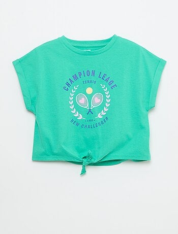 T-shirt a maniche corte con nodo alla base