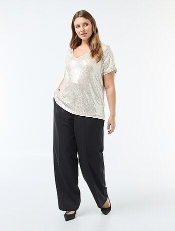 T-shirt a maniche corte con paillettes