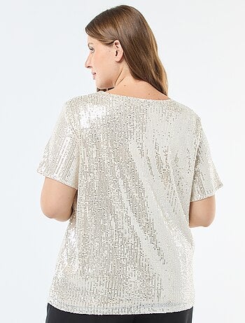 T-shirt a maniche corte con paillettes