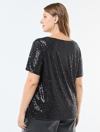 T-shirt a maniche corte con paillettes