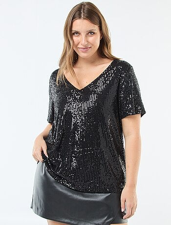 T-shirt a maniche corte con paillettes