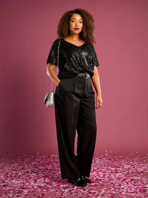 T-shirt a maniche corte con paillettes - Kiabi