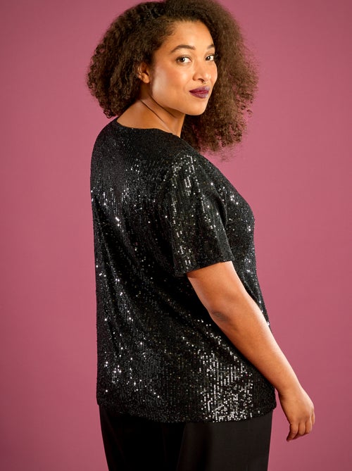 T-shirt a maniche corte con paillettes - Kiabi