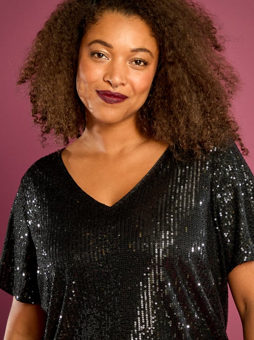 T-shirt a maniche corte con paillettes - Kiabi