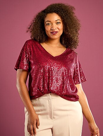 T-shirt a maniche corte con paillettes