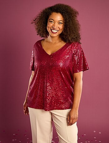 T-shirt a maniche corte con paillettes