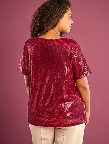 T-shirt a maniche corte con paillettes