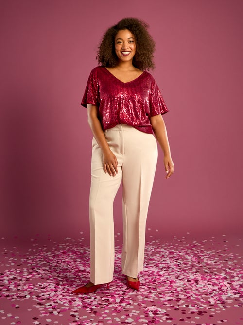 T-shirt a maniche corte con paillettes - Kiabi