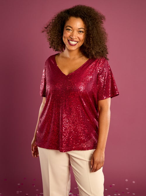 T-shirt a maniche corte con paillettes - Kiabi